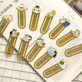 Cartoon Cat Bookmarks Metal Brass Book Clips Kawaii Book Page Holder Korean Stationery Reading Tools School Office Supplies